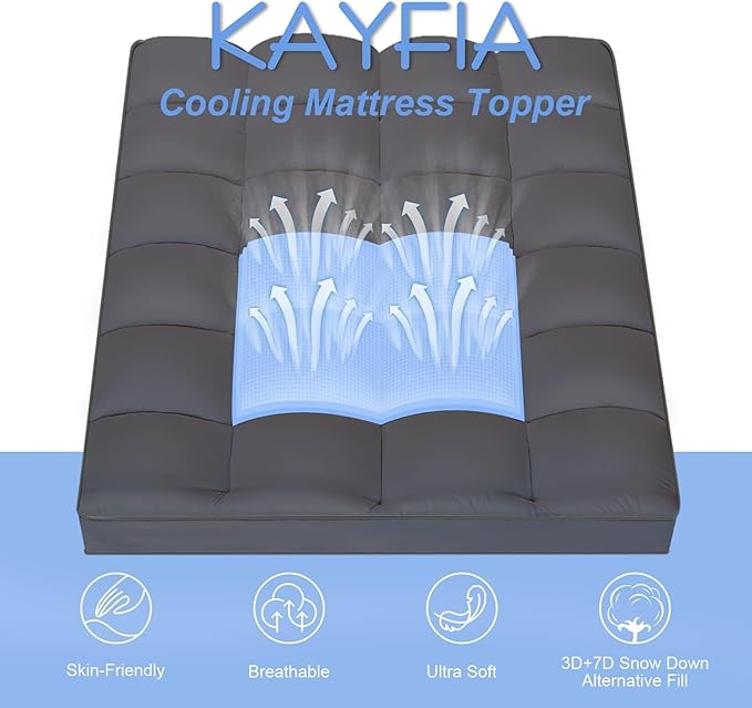 KAYFIA TwinXL Mattress Topper, Extra Thick Mattress Pad Cover - Image 8