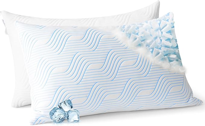 Cooling Bed Pillows for Sleeping 2 Pack Shredded Memory Foam Pillows Standard by Unknown