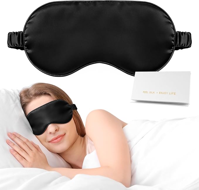 Silk Sleep Mask, Eye Mask for Sleep Women Men, Mulberry Sleeping Mask by Doitory