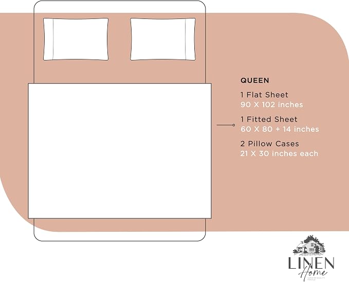 Linen Home 100% Cotton Percale Sheets Queen Size, Tera Clay, Deep Pocket - Image 6