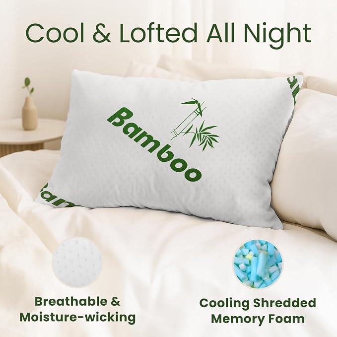 Memory Foam Pillows Queen Size Set of 2 - Image 2