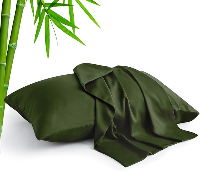 BEDELITE Olive Green Pillow Cases Queen Size Set of 2, Rayon Derived from by BEDELITE