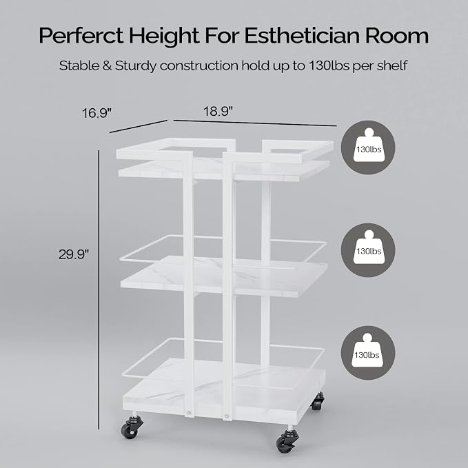 Esthetician Cart with Wheels Salon Rolling Trolley, Mobile Storage Organizer - Image 7