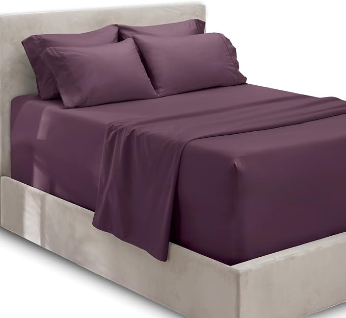 Hearth & Harbor Luxury Soft 6 Piece Bed Sheet Set Extra Deep Pocket Fitted by HearthHarbor