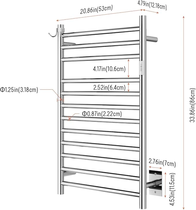 Wall Mounted Towel Warmer 12 Bars - Image 6