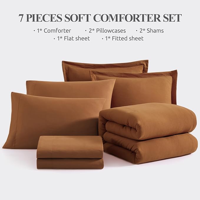 WRENSONGE Oversize King Size Comforter Sets- 7 Pieces Soft Terracotta Bed in a - Image 8
