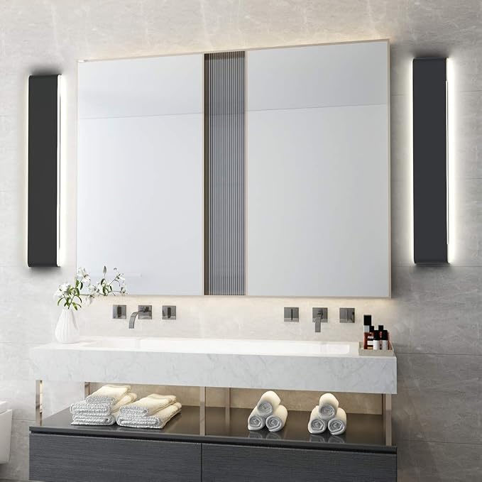 Aipsun 32.6 inch Modern Black Vanity Light Fixtures LED Black Bathroom Wall - Image 4
