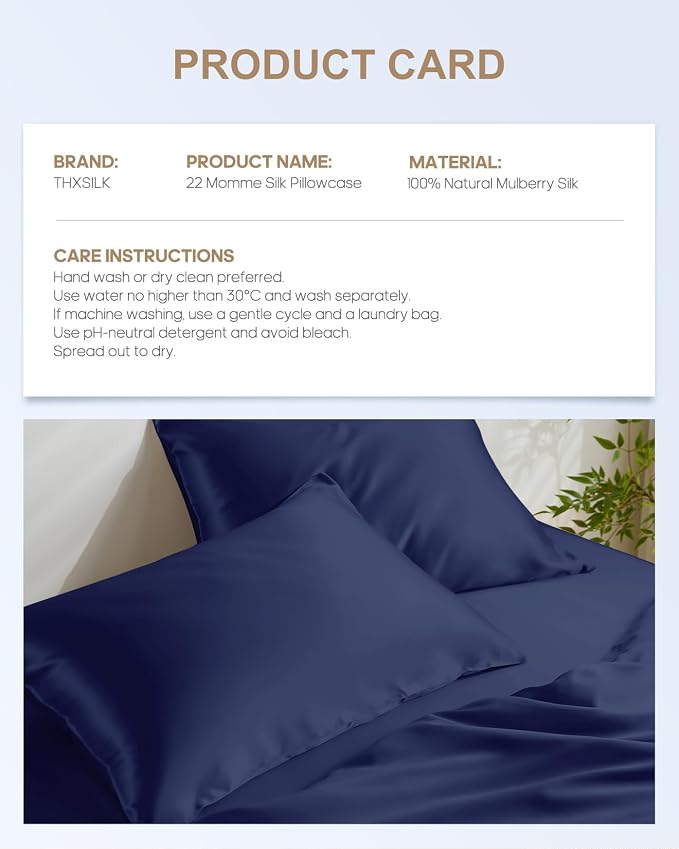 THXSILK Set of 2 100% Mulberry Silk Pillowcase - Image 8