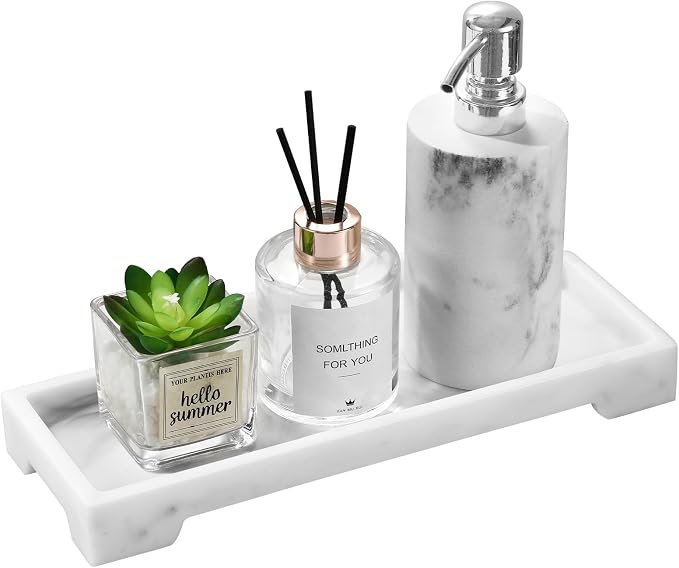 Luxspire Bathroom Vanity Tray, Resin Toilet Tank Tray, Kitchen Trays, Marble by Luxspire