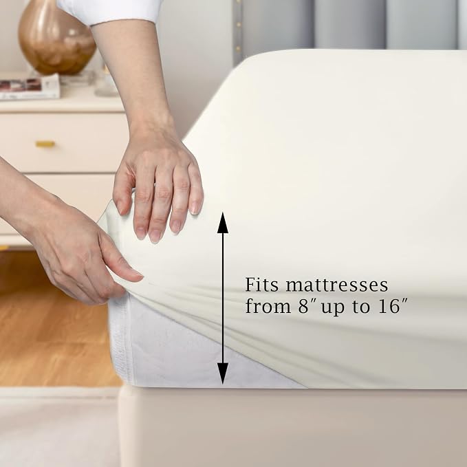 FreshCulture Pure Cotton Fitted Sheets California King Size, 300 Thread Count - Image 3