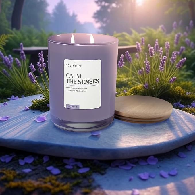 Carolina Calm The Senses Scented Candle, 16 oz Lavender & Fern Scented - Image 6