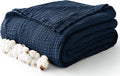 100% Cotton Muslin Blanket Queen 90" x 90", 6 Layers Breathable and Lightweight by Kozyhvn