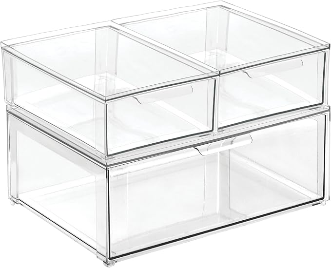 mDesign Plastic Stackable Bathroom Storage Organizer Bin Containers - Image 7