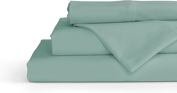 Linen Home 100% Cotton Percale Sheets Twin Size, Aqua Blue, Deep Pocket by LINENHOME