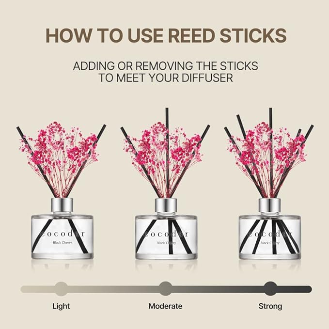 COCODOR Reed Diffuser Set with Preserved Baby's Breath with Sticks/April Breeze - Image 4
