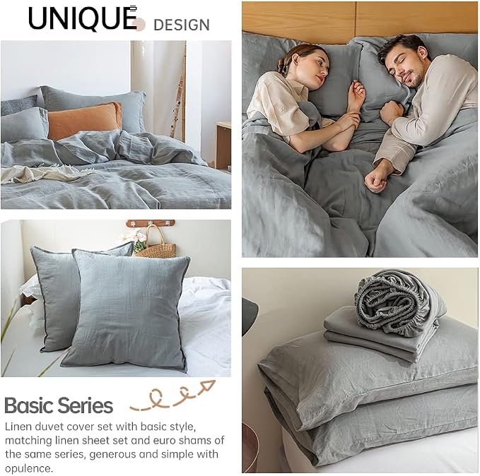 Simple&Opulence 100% Linen Duvet Cover Set 3pcs Basic Style Natural French - Image 5
