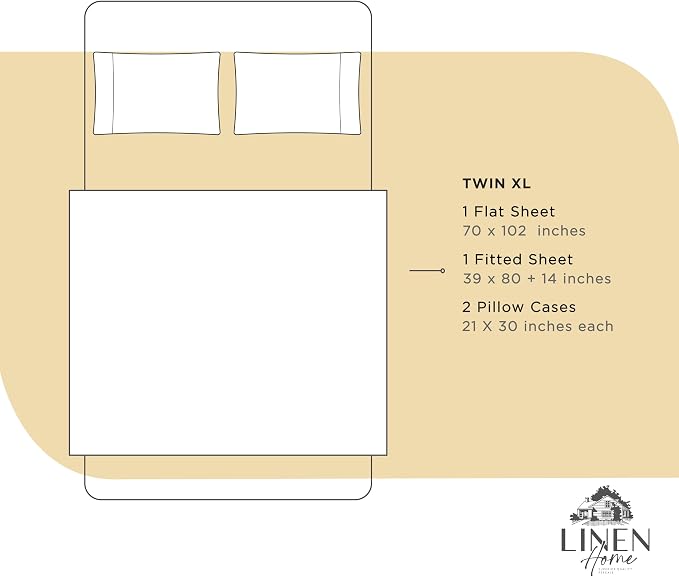 Linen Home 100% Cotton Percale Sheets Twin XL Size, Deep Pocket, 3 Pieces Set - Image 6