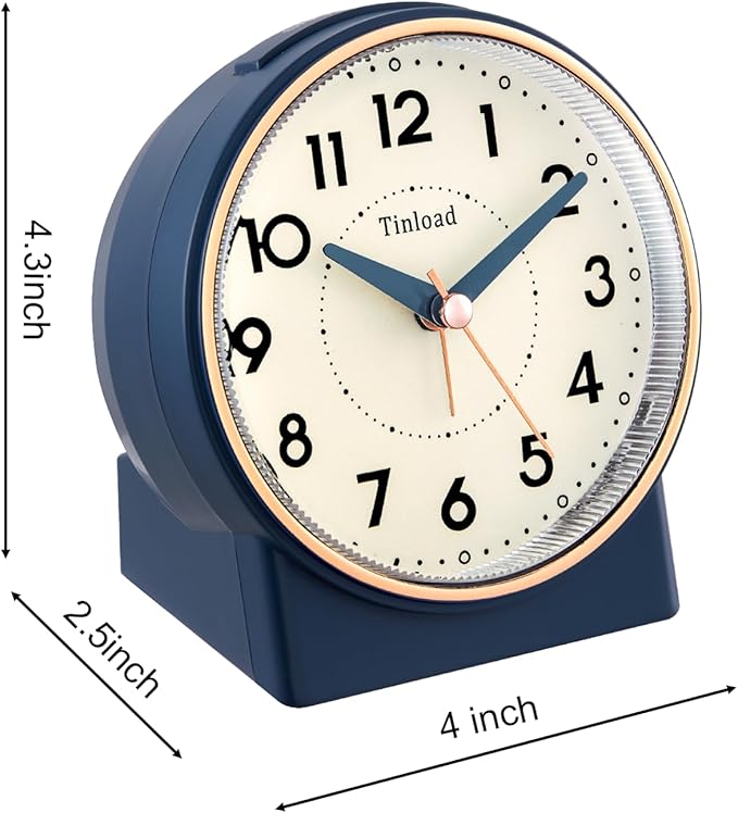 Tinload 4.3" Retro Analog Alarm Clock, Vintage Decor, No Ticking Silent - Image 4