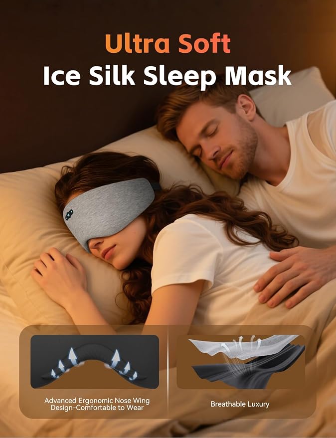 Sleep Mask with Headphones Bluetooth 6.0, 20H Playtime Sleeping Headphones with - Image 3