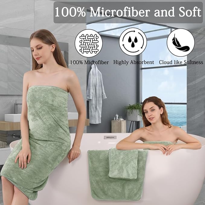 8-Piece Green Bath Towels Set, 2 Oversized Large Bath Towels Sheet, 2 Hand - Image 3