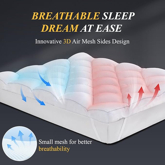 DOWNCOOL 3 Inch King Mattress Topper, Ultra Thick and Fluffy Supportive Memory - Image 5