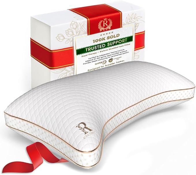Royal Therapy Queen Memory Foam Pillow, Adjustable Shredded Odor-Free Cut-Out by ROYALTHERAPY