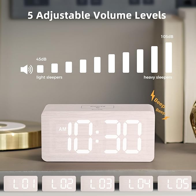 uscce Wooden Digital Alarm Clocks - Image 6