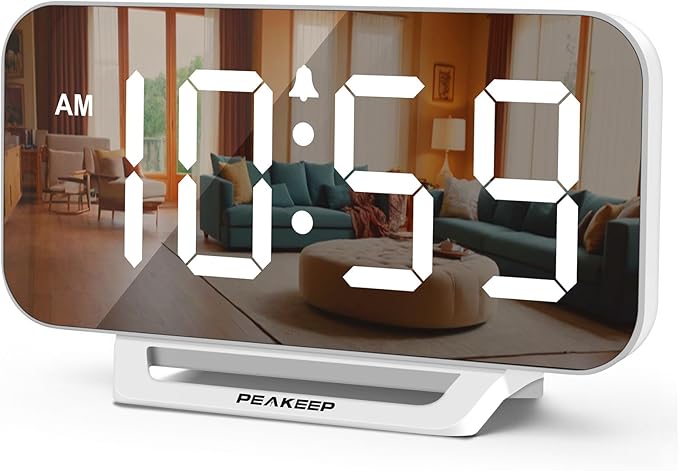 Peakeep Slim Digital Mirror Aesthetic Alarm Clock by PEAKEEP