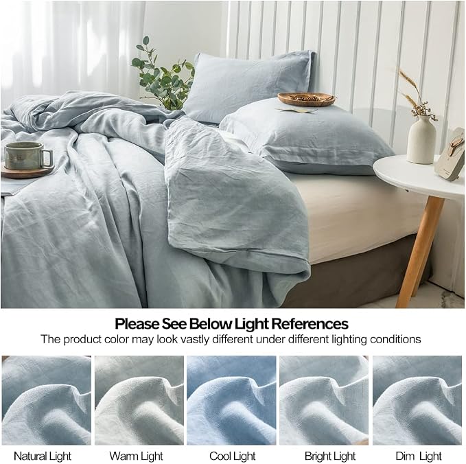 Simple&Opulence 100% Linen Duvet Cover Set 2pcs Basic Style Natural French - Image 6