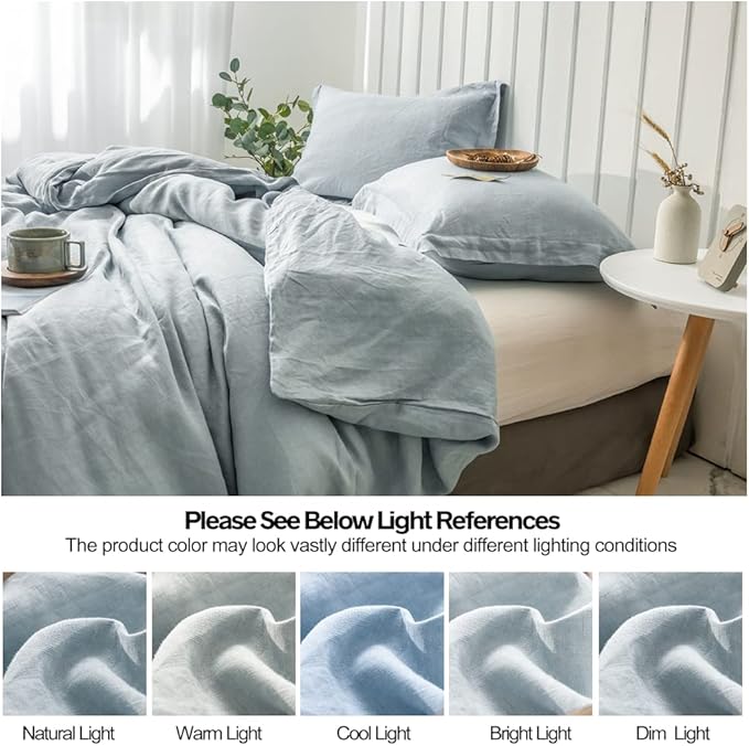 Simple&Opulence 100% Linen Duvet Cover Set 3pcs Basic Style Natural French - Image 6