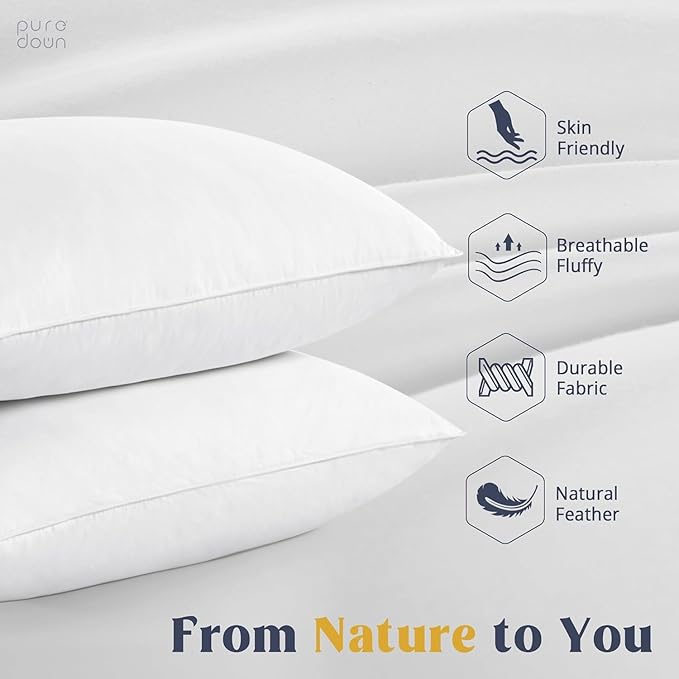 puredown® Goose Feathers and Down White Pillows - Image 3