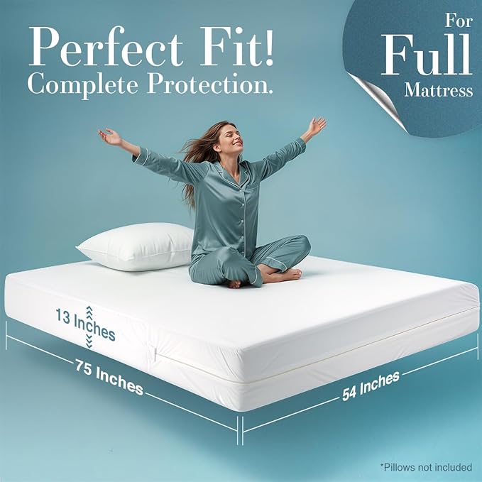 Utopia Bedding Mattress Protector Zippered Full Size, 100% Waterproof Bed Bug - Image 5