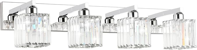 Aipsun Bathroom Light Fixtures Crystal Modern Vanity Lighting Fixtures 4 Light by Aipsun