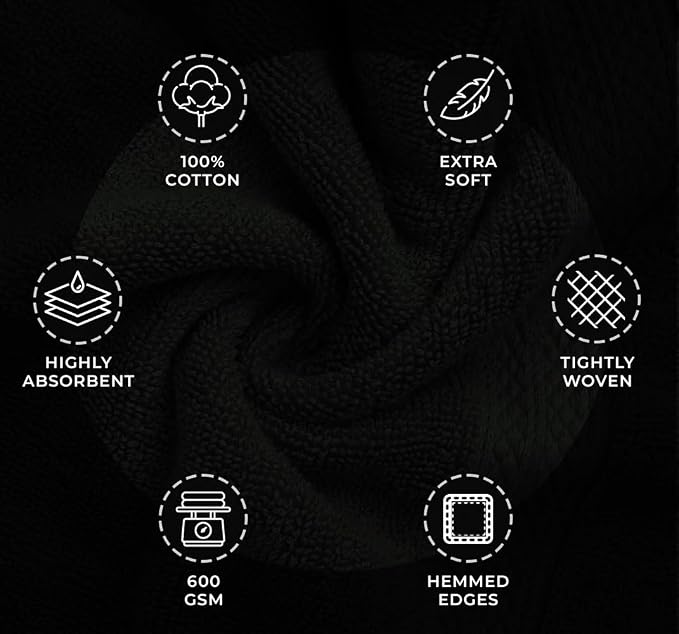 Avalon Towels Black Bath Towels Set of 4 pcs, 100% Cotton Towel Absorbent and - Image 6