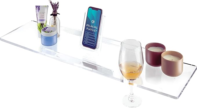 34" Supreme - Clear Acrylic Bathtub Tray Caddy Tub Shelf, Spa Board Luxury by REBECCA+LUXURIOUS+BATH