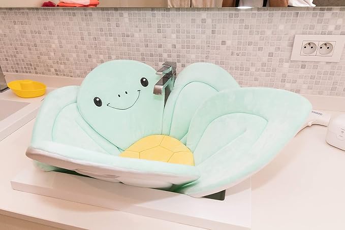 Nuby Turtle Baby Bath Cushion for Bathtub or Sink, Soft and Easy to Dry Fabric - Image 4