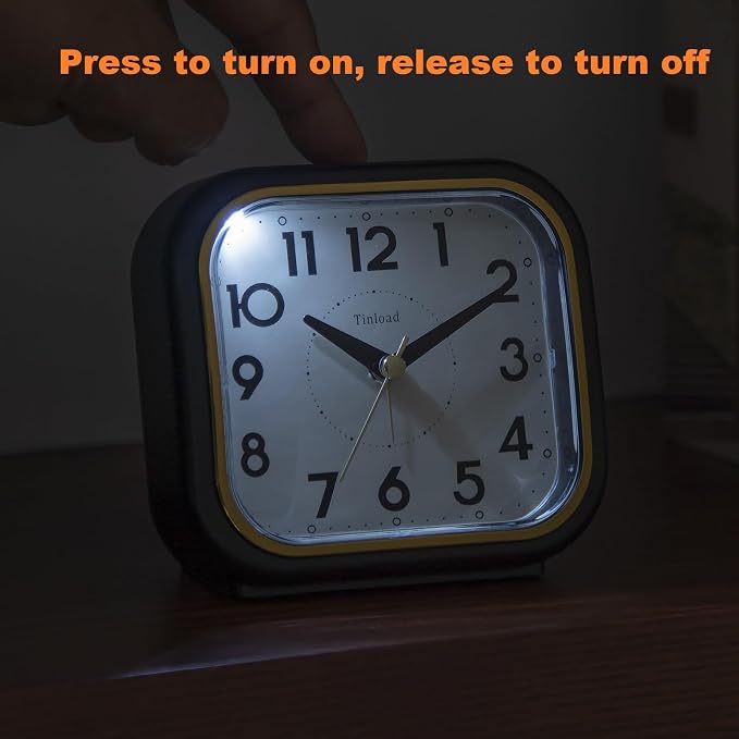 Tinload 4.3" Vintage Retro Analog Alarm Clock, Super Silent Non Ticking Clock - Image 5
