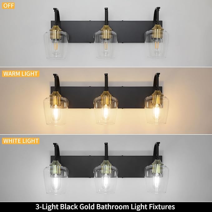 Black 3-Light Vanity Light - Image 2