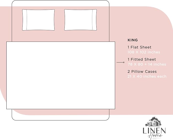 Linen Home 100% Cotton Percale Sheets King Size, English Rose, Deep Pocket - Image 6