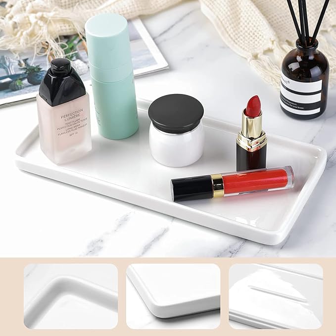 Gurygo 2 Pack 8"/10" Bathroom Trays, Ceramic Vanity Trays - Image 3