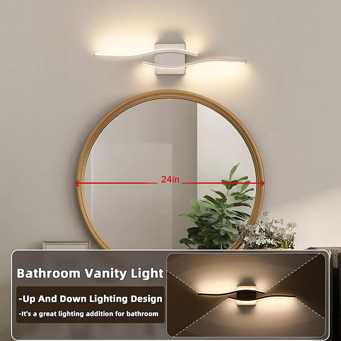 Joossnwell Brushed Nickel Bathroom Vanity Lights Fixtures Over Mirror 5CCT - Image 4