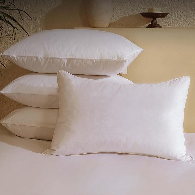 BHZ Goose Down Feather Pillows Queen Size Set of 4, Luxury Hotel Alternative by BHZHouseholdProducts