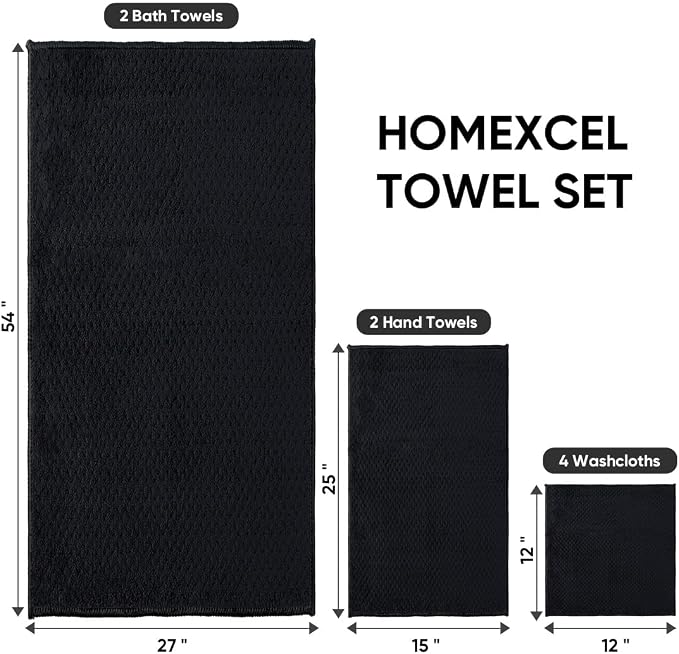 HOMEXCEL 8 Piece Bath Towel Set, Microfiber Bathroom Towel - Image 5