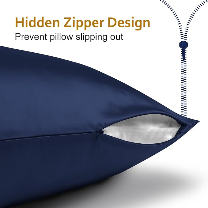 Ravmix Silk Pillow Cases with Zipper, 21momme Mulberry Silk Pillowcase - Image 6