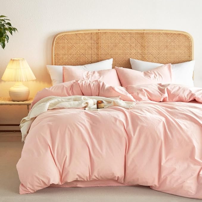 Wake In Cloud - Cotton Duvet Cover Set, Queen Size, 100% Washed Cotton by WakeInCloud