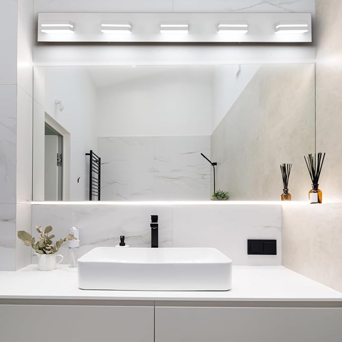 SineRise LED Modern Bathroom Vanity Light Fixtures, Matte White Modern Acrylic - Image 5