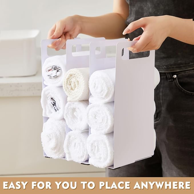 LEIFIDE Set of 4 Interlocking Towel Organizer Metal Bathroom Towel Storage Rack - Image 2