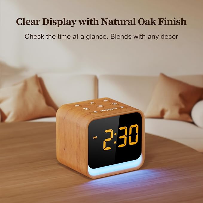 Housbay Wooden Sound Machine Alarm Clock - Image 5