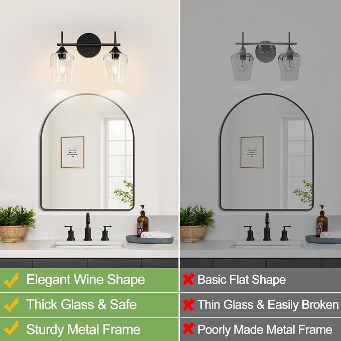 MOKATNG 2-Light Bathroom Light Fixtures, Bathroom Lighting Fixtures Over Mirror - Image 2