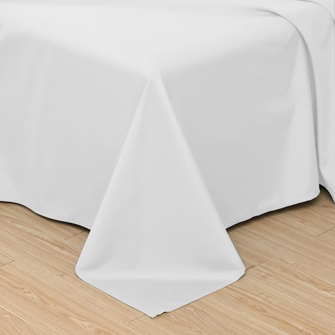 Toodou White Twin Bed Top Sheet is Made of Soft Wrinkle Resistant Microfiber - Image 2